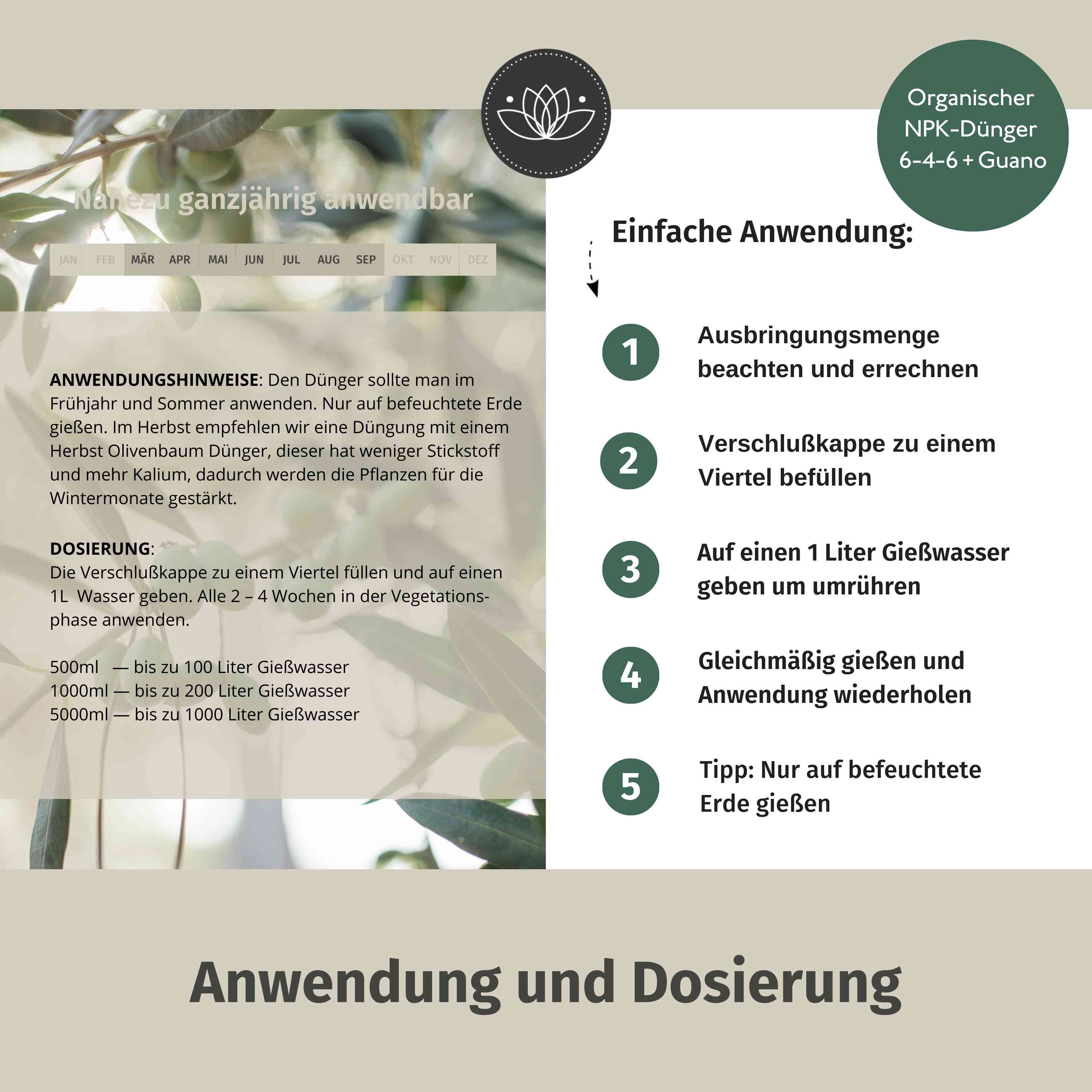 Olivenbaum Dünger flüssig 500 ml - Oliven Dünger - Dünger für Olivenbaum