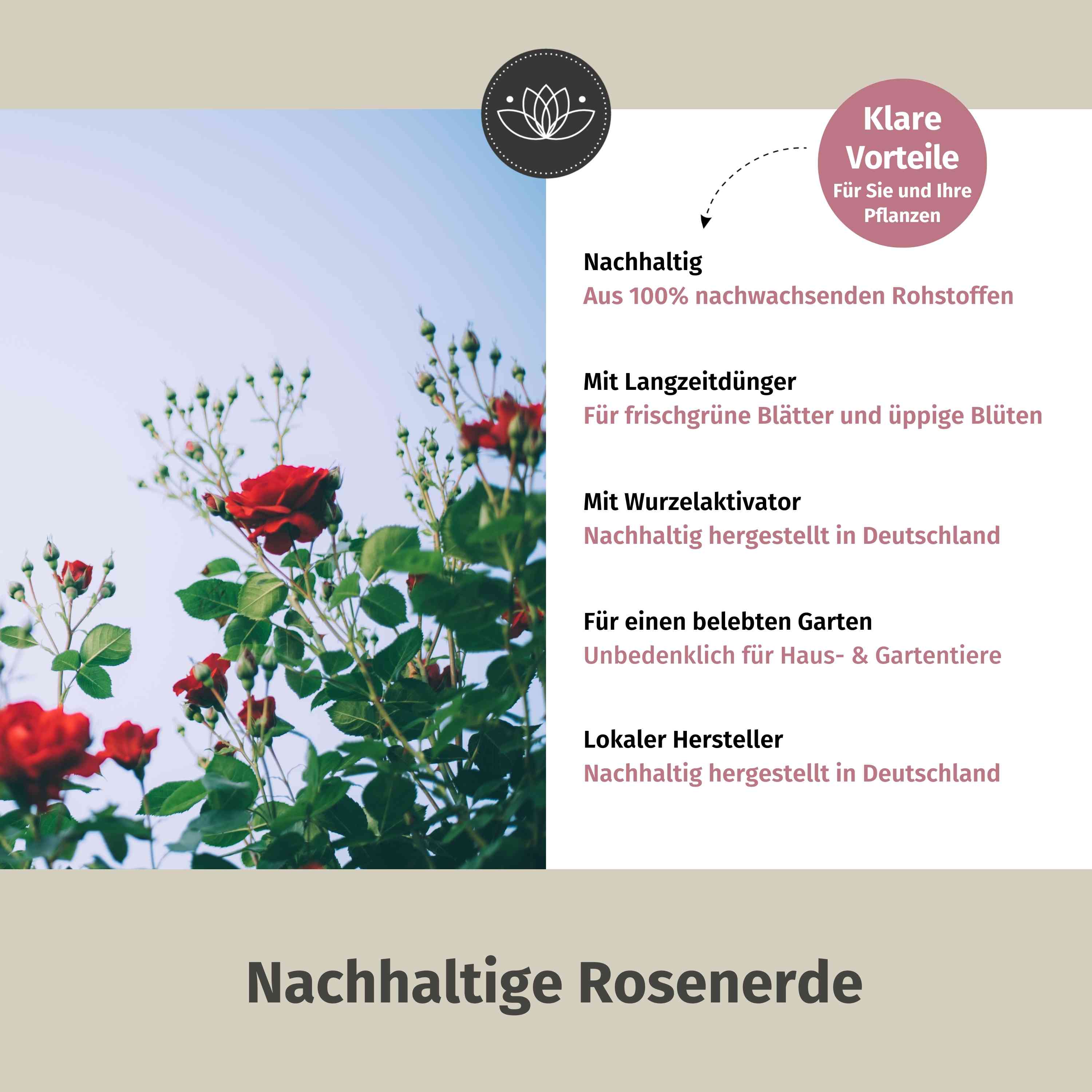 Rosenerde Bio 20 Liter - Blumenerde für Rosen - Erde für Rosen kaufen