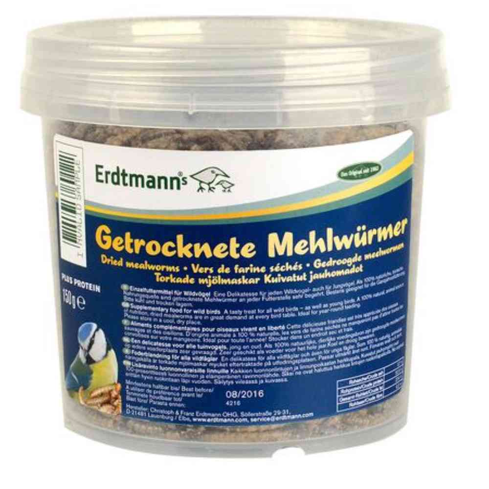 Erdtmann getrocknete Mehlwürmer 150g im kleinen Eimer